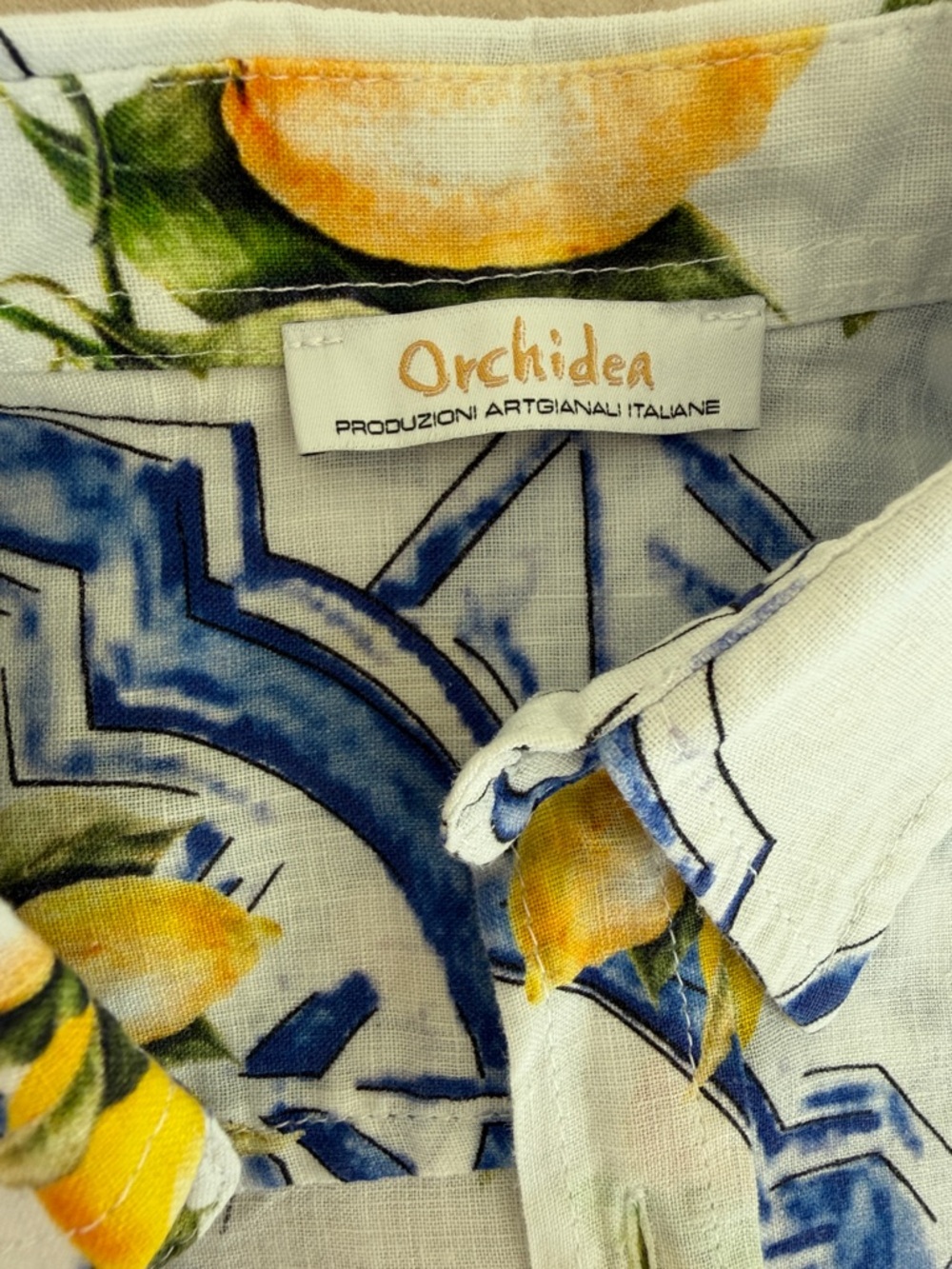 ๐ฏ Italian linen button down shirt. Classic lemons ๐ print, boys ,girls Size XS-S - Picture 10 of 11